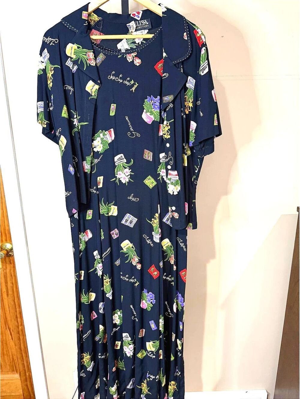 Mellisa Collection Women's Maxi Dress with Floral and Graphic Print Size 14 90s